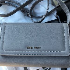 Nine West Gray Leather Crossbody NWT